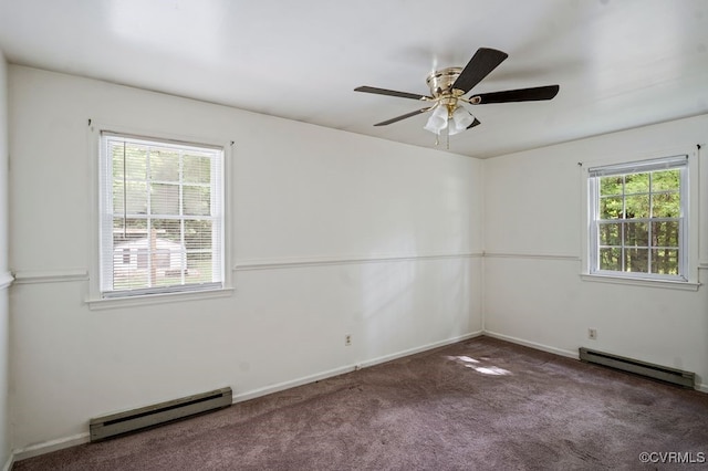 15116 Boydton Plank Rd, Dinwiddie, VA 23841 - unfurnished room featuring baseboard heating, carpet floors, and a ceiling fan