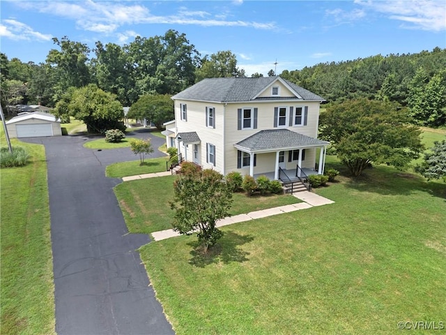 285 Jennings Ordinary Rd, Crewe, VA 23930 - view of front of home with a porch, a front lawn, a garage, and roof with shingles