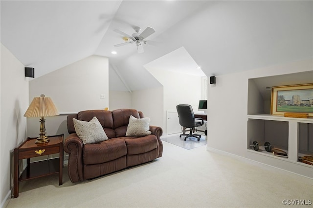 9929 Eildonway Pl, Henrico, VA 23238 - office with carpet floors, vaulted ceiling, and ceiling fan