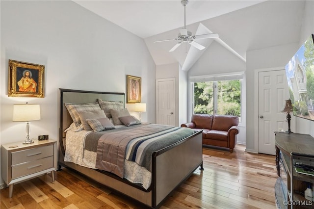 8256 Greystone W Cir, Henrico, VA 23229 - bedroom featuring wood finished floors, ceiling fan, and high vaulted ceiling