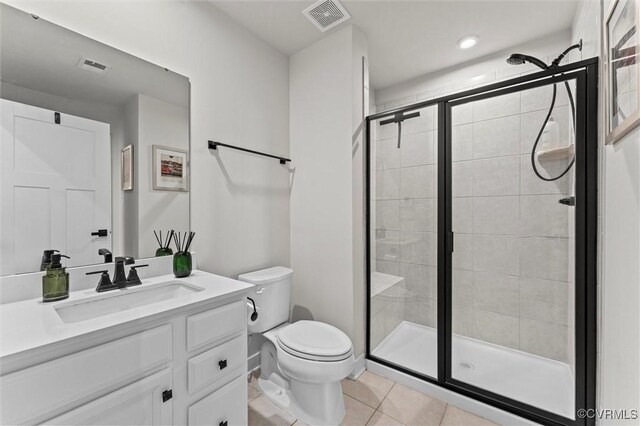 2133 Cantina Ln, Midlothian, VA 23114 - full bathroom featuring vanity, a shower stall, tile patterned floors, and recessed lighting