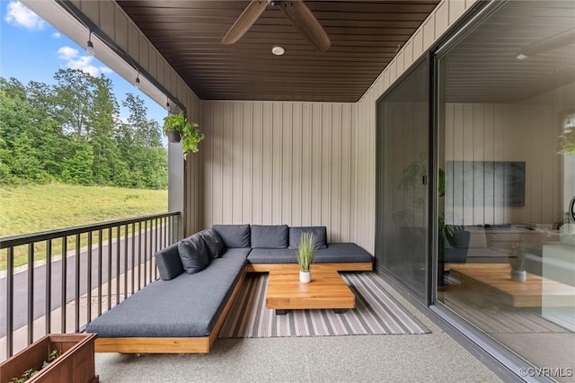 2133 Cantina Ln, Midlothian, VA 23114 - balcony featuring a ceiling fan and an outdoor living space