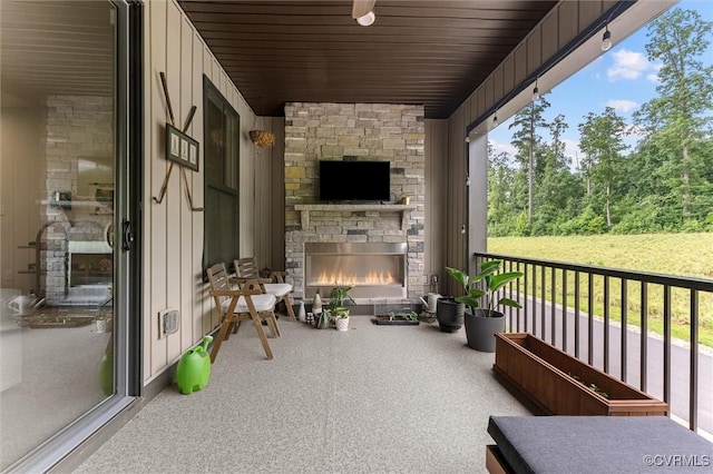 2133 Cantina Ln, Midlothian, VA 23114 - balcony with an outdoor stone fireplace