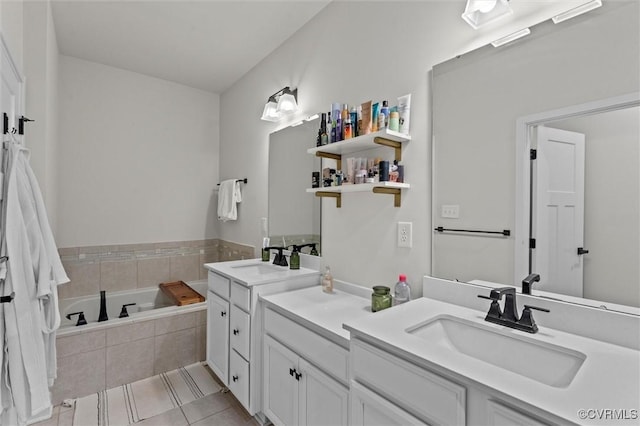 2133 Cantina Ln, Midlothian, VA 23114 - full bathroom with double vanity, a bath, and tile patterned floors