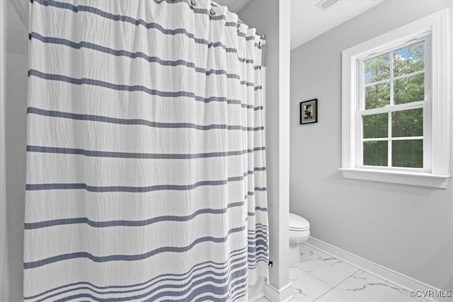 24000 Pear Orchard Rd, Moseley, VA 23120 - full bath featuring marble look tile flooring and a shower with curtain