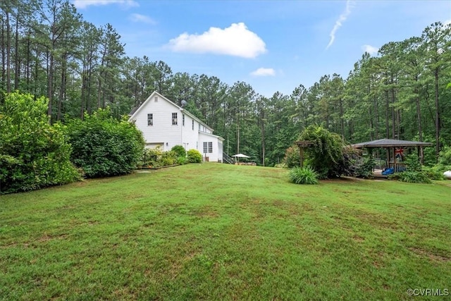 24000 Pear Orchard Rd, Moseley, VA 23120 - view of grassy yard with a gazebo and a forest view