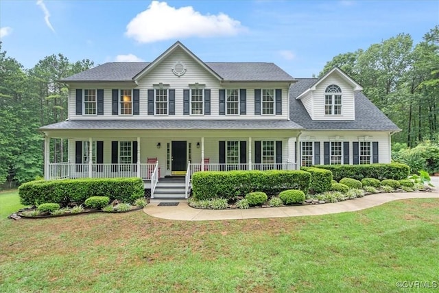24000 Pear Orchard Rd, Moseley, VA 23120 - colonial inspired home featuring a front yard, covered porch, and roof with shingles