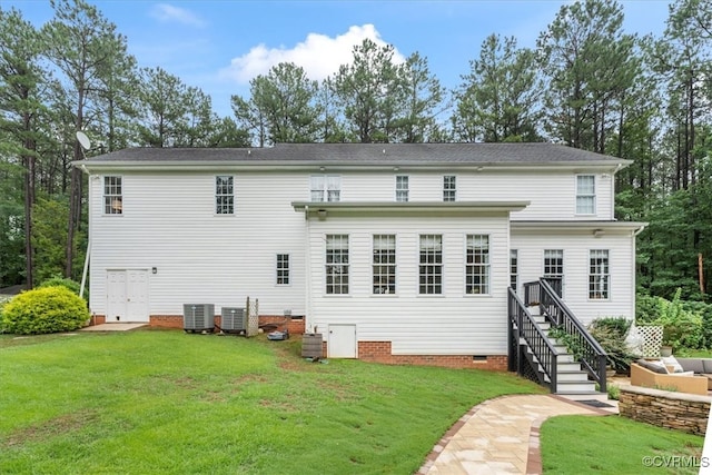 24000 Pear Orchard Rd, Moseley, VA 23120 - rear view of property featuring crawl space, a lawn, and stairs