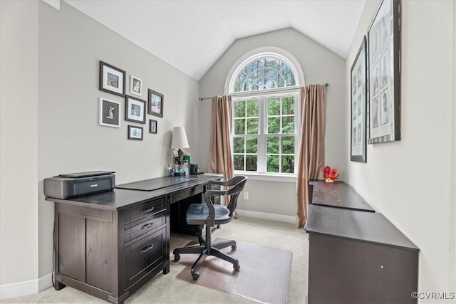 24000 Pear Orchard Rd, Moseley, VA 23120 - home office featuring vaulted ceiling and light carpet