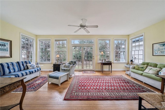 88 Holly Grv, Jamestown, VA 23185 - living room featuring hardwood / wood-style floors and a ceiling fan