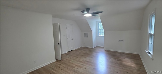7464 Dutch Lily Ct, Mechanicsville, VA 23111 - bonus room featuring a ceiling fan, light wood-style flooring, and vaulted ceiling