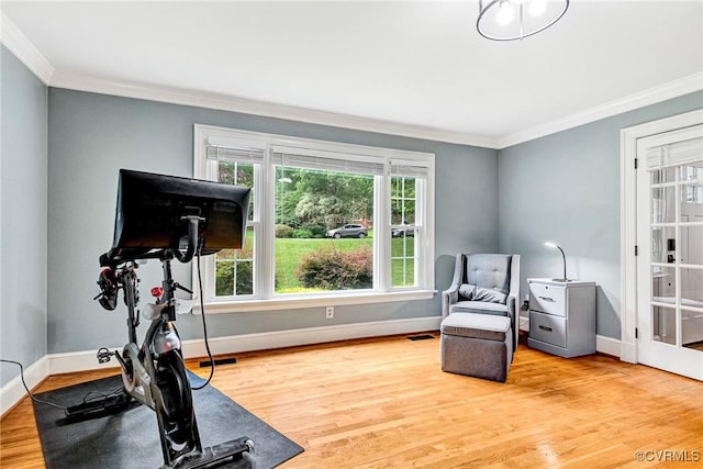 13904 Sunrise Bluff Rd, Chesterfield, VA 23112 - workout room with plenty of natural light, wood finished floors, and crown molding
