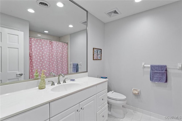 3808 Solebury Pl, Midlothian, VA 23113 - bathroom featuring vanity, recessed lighting, tile patterned floors, and a shower with shower curtain