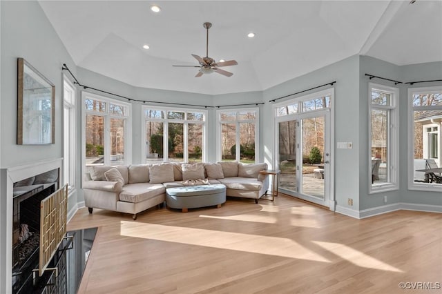 3808 Solebury Pl, Midlothian, VA 23113 - sunroom featuring wood finished floors, recessed lighting, and vaulted ceiling