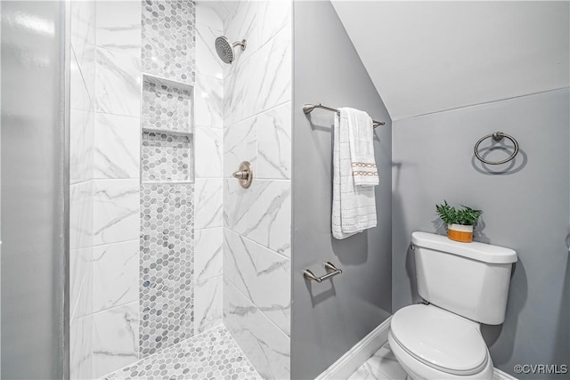 21405 Chesterfield Ave, Chesterfield, VA 23803 - bathroom with vaulted ceiling and a shower stall