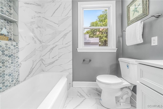 21405 Chesterfield Ave, Chesterfield, VA 23803 - full bathroom featuring marble look tiles, vanity, and shower / bathtub combination
