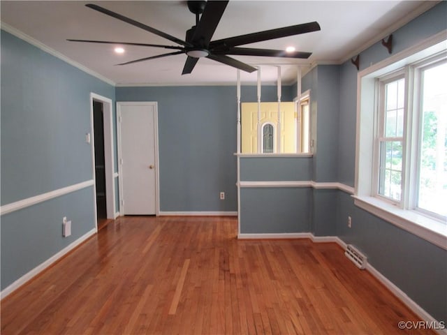 10212 Sauna Dr, North Chesterfield, VA 23236 - unfurnished room with ornamental molding, plenty of natural light, wood finished floors, and ceiling fan