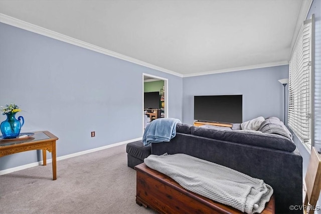 5205 Jerral Dr, Prince George, VA 23875 - carpeted living area featuring baseboards and ornamental molding
