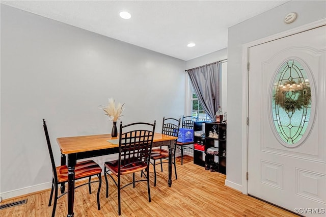 9118 Epps Rd, Mechanicsville, VA 23111 - dining space with light wood-style flooring and recessed lighting