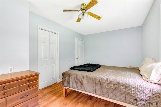 9118 Epps Rd, Mechanicsville, VA 23111 - bedroom featuring a closet, light wood finished floors, and ceiling fan