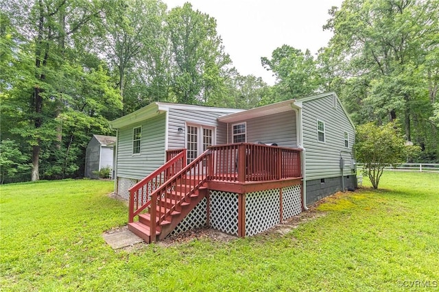 9118 Epps Rd, Mechanicsville, VA 23111 - back of house featuring crawl space, a deck, and view of wooded area