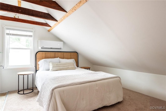 2711 Maplewood Rd, Henrico, VA 23228 - carpeted bedroom with a wall mounted AC and vaulted ceiling