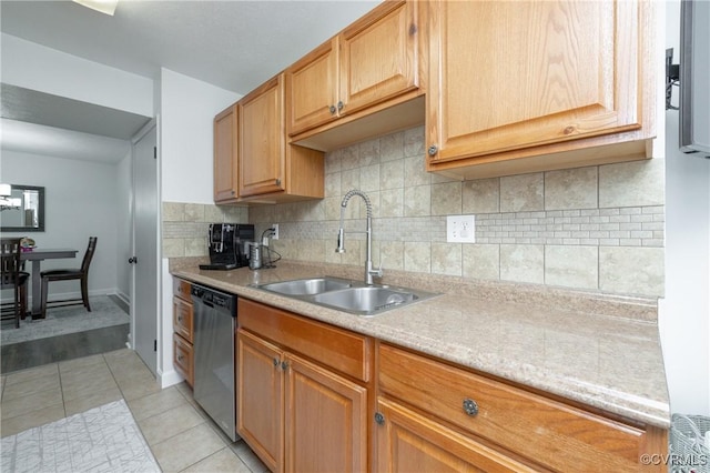 1501 Largo Rd Unit 302, Henrico, VA 23238 - kitchen featuring stainless steel dishwasher, light countertops, light tile patterned flooring, and tasteful backsplash