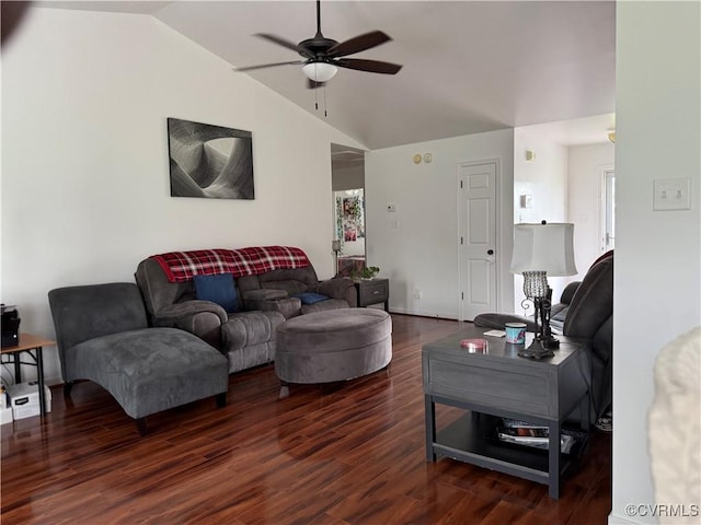 21338 Deodora Ct, Petersburg, VA 23803 - living room with lofted ceiling, a ceiling fan, and wood finished floors