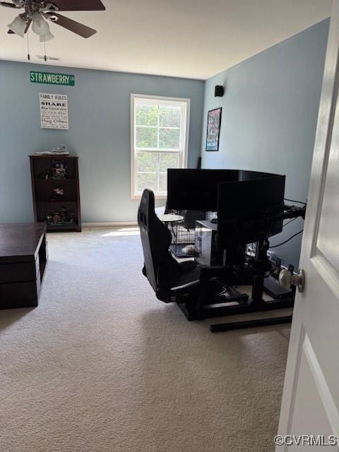 17037 Windon Ct, Moseley, VA 23120 - office area featuring carpet flooring and a ceiling fan
