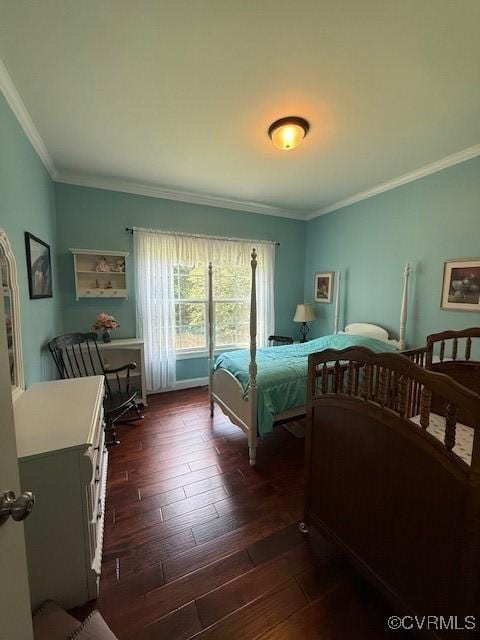 17037 Windon Ct, Moseley, VA 23120 - bedroom with ornamental molding and dark wood-type flooring