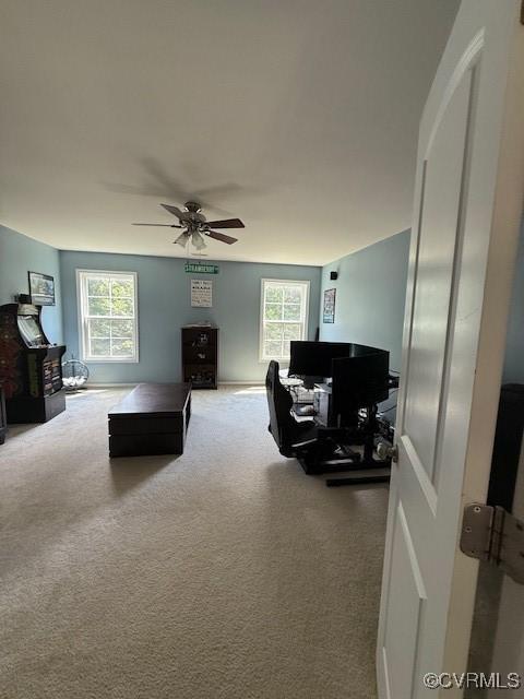 17037 Windon Ct, Moseley, VA 23120 - living room with carpet flooring, plenty of natural light, and ceiling fan