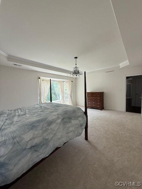 17037 Windon Ct, Moseley, VA 23120 - bedroom with carpet, a chandelier, and crown molding
