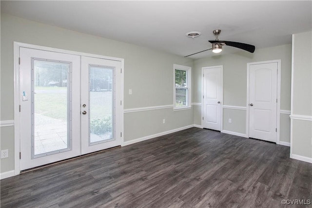 9300 Greatbridge Rd, Chesterfield, VA 23237 - interior space with ceiling fan, french doors, and dark wood-style flooring