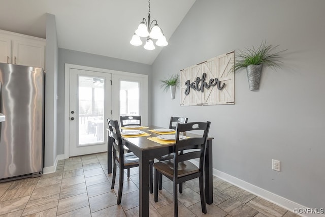 8622 Rock Cedar Rd, New Kent, VA 23124 - dining space with a chandelier and high vaulted ceiling