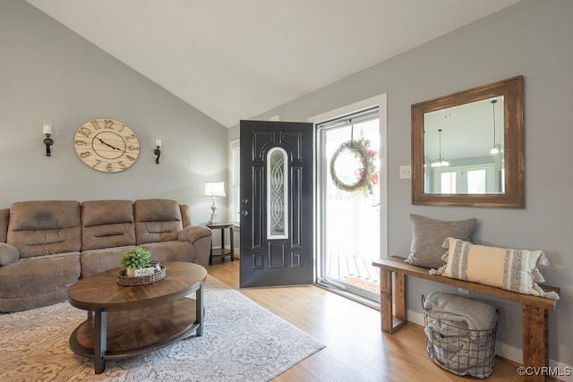 8622 Rock Cedar Rd, New Kent, VA 23124 - entryway with light wood-style floors and vaulted ceiling
