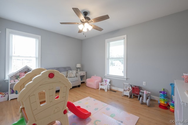 8622 Rock Cedar Rd, New Kent, VA 23124 - playroom with ceiling fan and wood finished floors