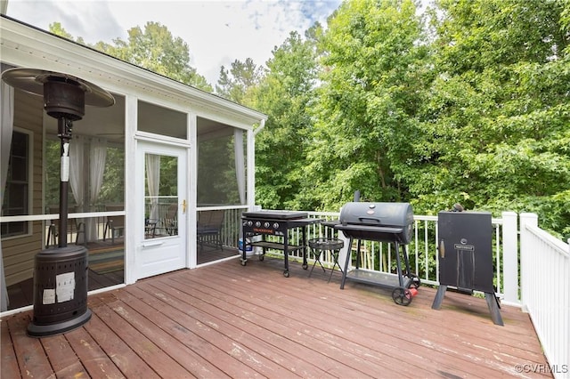 4837 Glenmorgan Ct, Chester, VA 23831 - wooden deck featuring area for grilling and a sunroom