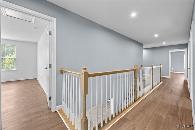 10485 Eagle Ct, Prince George, VA 23860 - corridor with wood finished floors, recessed lighting, attic access, and an upstairs landing
