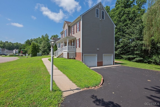 5636 Charter Oak Dr, Chesterfield, VA 23832 - view of home's exterior featuring driveway, an attached garage, a yard, and stairway