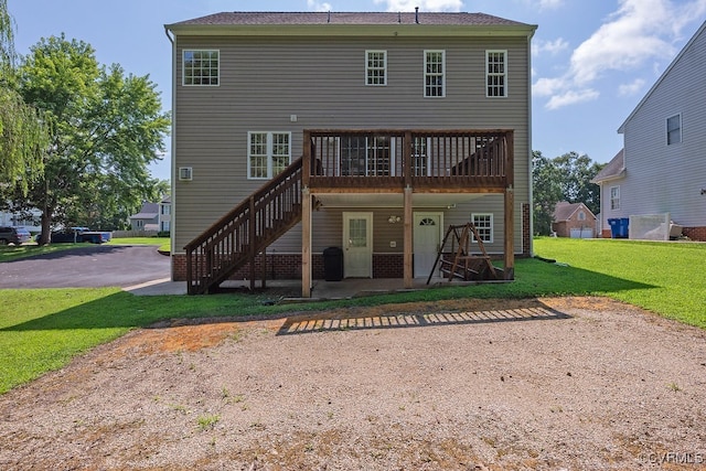 5636 Charter Oak Dr, Chesterfield, VA 23832 - rear view of house with a lawn, a patio, a deck, and stairs