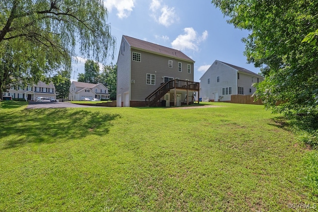 5636 Charter Oak Dr, Chesterfield, VA 23832 - back of house featuring stairs, a garage, a deck, and driveway