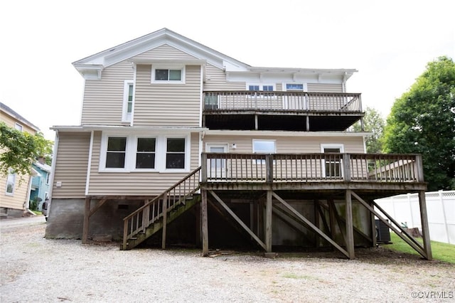 410 E 2nd St, Farmville, VA 23901 - back of house with a balcony, stairway, and a wooden deck