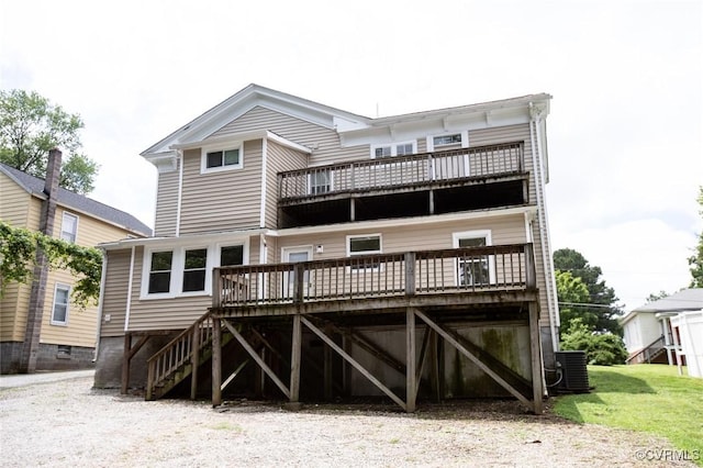 410 E 2nd St, Farmville, VA 23901 - back of house featuring a balcony, a deck, and stairs