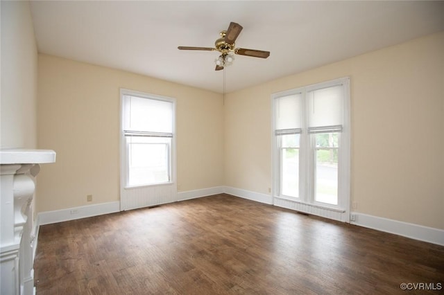 410 E 2nd St, Farmville, VA 23901 - unfurnished living room featuring wood finished floors and ceiling fan