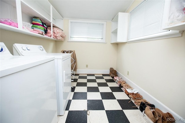 410 E 2nd St, Farmville, VA 23901 - laundry area with tile patterned floors and independent washer and dryer