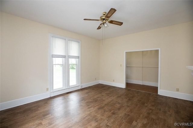 410 E 2nd St, Farmville, VA 23901 - unfurnished bedroom with wood finished floors, a closet, and a ceiling fan