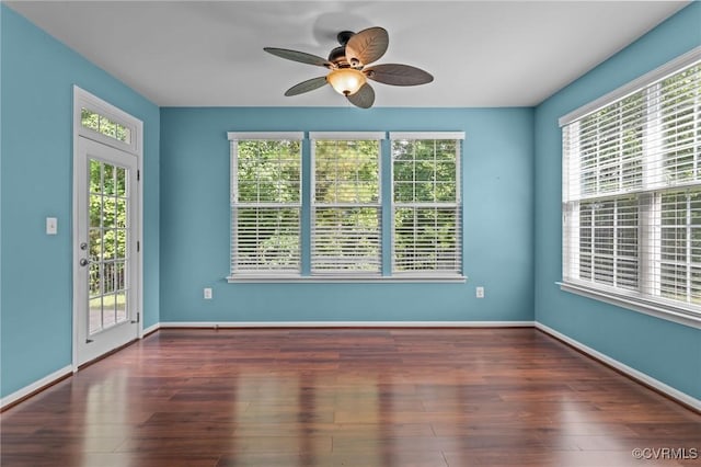 8334 E Lord Botetourt Loop, New Kent, VA 23124 - spare room featuring ceiling fan and wood finished floors