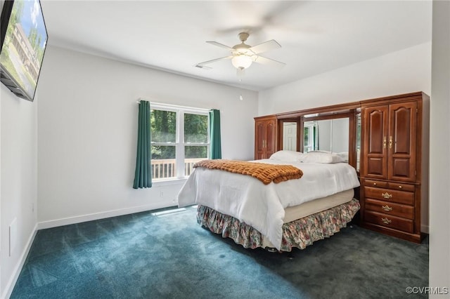 6002 Prospectors Bluff Ln, Mechanicsville, VA 23116 - bedroom featuring dark carpet and ceiling fan