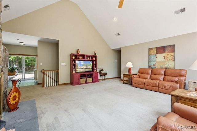 6002 Prospectors Bluff Ln, Mechanicsville, VA 23116 - living area with high vaulted ceiling and light colored carpet