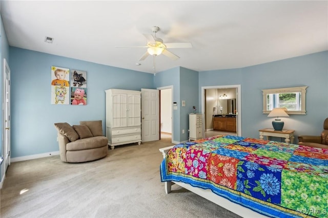 6002 Prospectors Bluff Ln, Mechanicsville, VA 23116 - bedroom featuring carpet flooring, a ceiling fan, and ensuite bathroom
